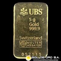 UNION BANK OF SWITZERLAND - 5 GRAMOS - BARRA DE ORO 999.9