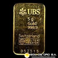 UBS - UNION BANK OF SWITZERLAND - 5 GRAMOS - BARRA DE ORO 999