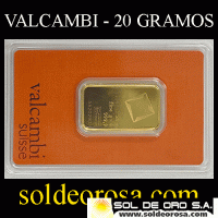 VALCAMBI SA - FINE GOLD 999 - 20 GRAMOS - BARRA DE ORO 24K