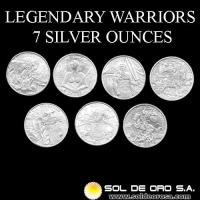 MEDALLAS CONMEMORATIVAS - SET LEGENDARY WARRIORS - ONZAS DE PLATA 999