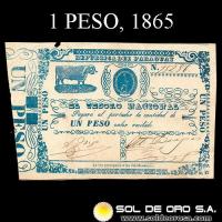 NUMIS - BILLETES DEL PARAGUAY - 1865 - UN PESO (MC 29) - FIRMAS: AGUSTIN TRIGO - MIGUEL BERGES