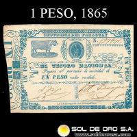 NUMIS - BILLETES DEL PARAGUAY - 1865 - UN PESO (MC 29) - FIRMAS: AGUSTIN TRIGO - MIGUEL BERGES