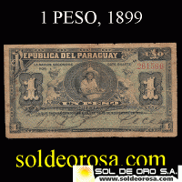 NUMIS - BILLETES DEL PARAGUAY - 1899 - UN PESO FUERTE (MC131.b) - FIRMAS: GERONIMO PEREIRA CAZAL - P. PECCI - BANCO ESTATAL
