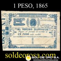 	NUMIS - BILLETES DEL PARAGUAY - 1865 - UN PESO (MC 29) - FIRMAS: AGUSTIN TRIGO - MIGUEL BERGES 