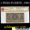 NUMIS - BILLETE DEL PARAGUAY - 1903 - UN PESO FUERTE (MC 141.b) - FIRMAS: AQUILES PECCI - ISIDORO ALVAREZ - BANCO ESTATAL
