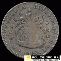 NUMIS - REPUBLICA BOLIVIANA - 8 SOLES - 10 Ds 20 Gs - 1862 - MONEDA DE PLATA