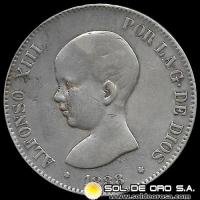 NA2 - ESPANHA - 5 PESETAS - 1888 - ALFONSO XIII REY - MONEDA DE PLATA