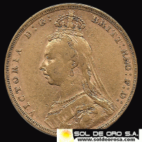 NO - INGLATERRA - SOVEREIGN, LIBRA INGLESA (VICTORIA - JUBILEO), 1891 - MONEDA DE ORO