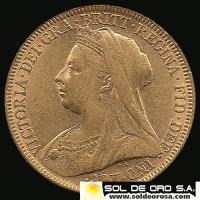 INGLATERRA - SOVEREIGN, LIBRA INGLESA (VICTORIA - JUBILEO), 1896 - MONEDA DE ORO