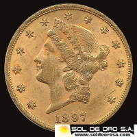 ESTADOS UNIDOS DE AMERICA - 20 DOLLARS, 1897 - DOBLE AGUILA - MONEDA DE ORO