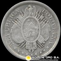NA2 - REPUBLICA BOLIVIANA - 50 CENTAVOS - 1900 - MONEDA DE PLATA