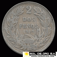 REPUBLICA DE CHILE - 2 PESOS - 1927 - MONEDA DE PLATA