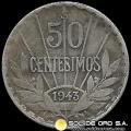 NA4 - URUGUAY - 50 CENTESIMOS - 1943 - MONEDA DE PLATA 