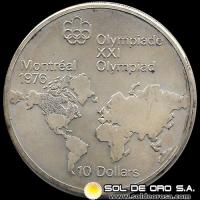 53 - CANADA - OLIMPIADAS MONTREAL 1976 - 10 DOLLARS, 1973 - MONEDA DE PLATA