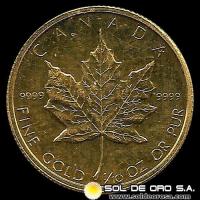 CANADA - 1/10 oz., 5 DOLLARS - 1989 - MAPLE - ELIZABETH II - MONEDA DE ORO