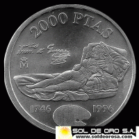 NA2 - ESPANHA - 2.000 PESETAS - 1996 - 250 ANIVERSARIO DEL NACIMIENTO DE FRANCISCO DE GOYA - MONEDA DE PLATA