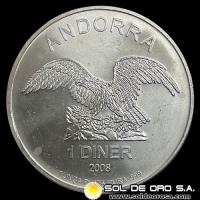 ANDORRA - 1 DINER, 2008 - ONZA DE PLATA 999