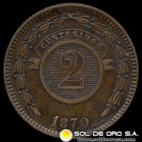 NUMIS - MONEDA DEL PARAGUAY - 2 CENTESIMOS - 1870 - MONEDA DE COBRE