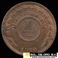 NUMIS - REPUBLICA DEL PARAGUAY - 4 CENTESIMOS - 1870 - MONEDA DE COBRE