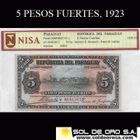 NUMIS - BILLETE DEL PARAGUAY - 1923 - CINCO PESOS FUERTES (MC 181.c) - FIRMAS: MARIANO MORESCHI - PABLO INSFRAN - OFICINA DE CAMBIOS