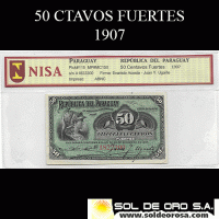 HERE - BILLETE DEL PARAGUAY - 1907 - BE - CINCUENTA PESOS FUERTES (MC 150) - FIRMAS: EVARISTO ACOSTA - JUAN Y. UGARTE - BANCO ESTATAL