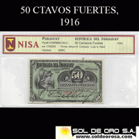 HERE - NUMIS - BILLETE DEL PARAGUAY - 1916 - CINCUENTA CENTAVOS FUERTES (MC165.d) - FIRMAS: ARTURO CAMPOS - LUIS RIART - OFICINA DE CAMBIOS 