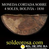 MONEDA CORTADA / GUERRA DE LA TRIPLE ALIANZA - MC2 - DESENTERRADA EN VILLETA) - FRAGMENTO DE MONEDA BOLIVIANA - PRECIO INCLUYE MONEDA BOLIVIANA ENTERA DE 4 SOLES ENCONTRADA EN EL MISMO ENTIERRO 
