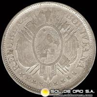 NA2 - NUMIS - REPUBLICA BOLIVIANA - 20 CENTAVOS - 1890 - MONEDA DE PLATA