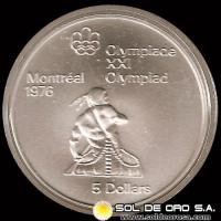53 - CANADA - OLIMPIADAS MONTREAL 1976 - 5 DOLLARS, 1974 - MONEDA DE PLATA 