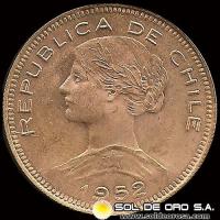 REPUBLICA DE CHILE - 100 PESOS - 1952 - MONEDA DE ORO 