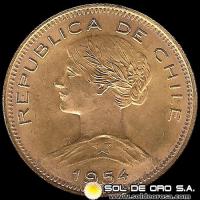 REPUBLICA DE CHILE - 100 PESOS - 1954 - MONEDA DE ORO