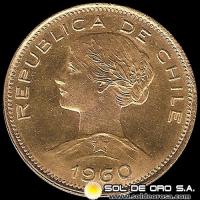 CHILE - 100 PESOS, 1960 - MONEDA DE ORO