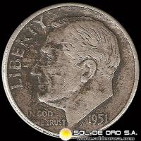 NA3 - ESTADOS UNIDOS - UNITED STATES -ROOSEVELT DIME DOLLAR, 1951 - MONEDA DE PLATA