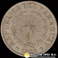 NUMIS - MONEDAS DEL PARAGUAY - 10 PESOS - 1939 - MONEDA DE COBRE Y NIQUEL