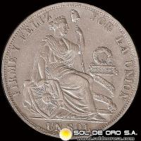 NA4 - REPUBLICA PERUANA - 1 SOL - 1892 - MONEDA DE PLATA