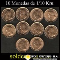 SUDAFRICA - 1/10 oz., KRUGERRAND - LOTE DE 10 MONEDAS - DIFFERENT YEARS - MONEDA DE ORO
