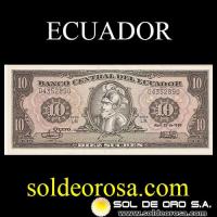 BANCO CENTRAL DEL ECUADOR - (10) DIEZ SUCRES, 1.986