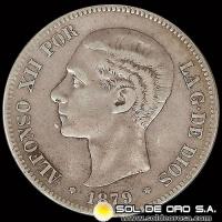 NA2 - ESPANHA - 5 PESETAS - 1879 - ALFONSO XII REY - MONEDA DE PLATA 