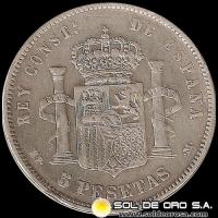 NA2 - ESPANHA - 5 PESETAS - 1888 - ALFONSO XII REY - MONEDA DE PLATA 