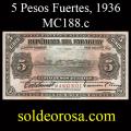 Billetes 1936 1- 5 y 10 Pesos
