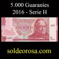 Billetes 2016 1- 5.000 Guaran�es
